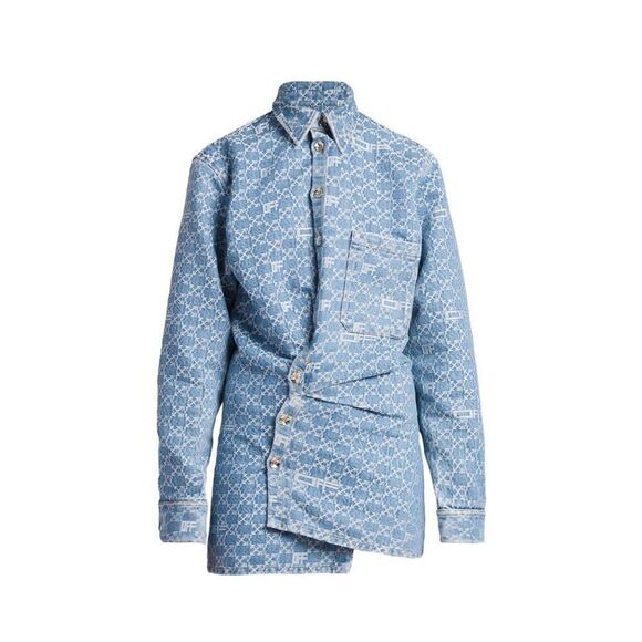 Off-White Monogram Twist Long Sleeve Denim Minidress size 40/ US size 6 - Picture 1 of 16